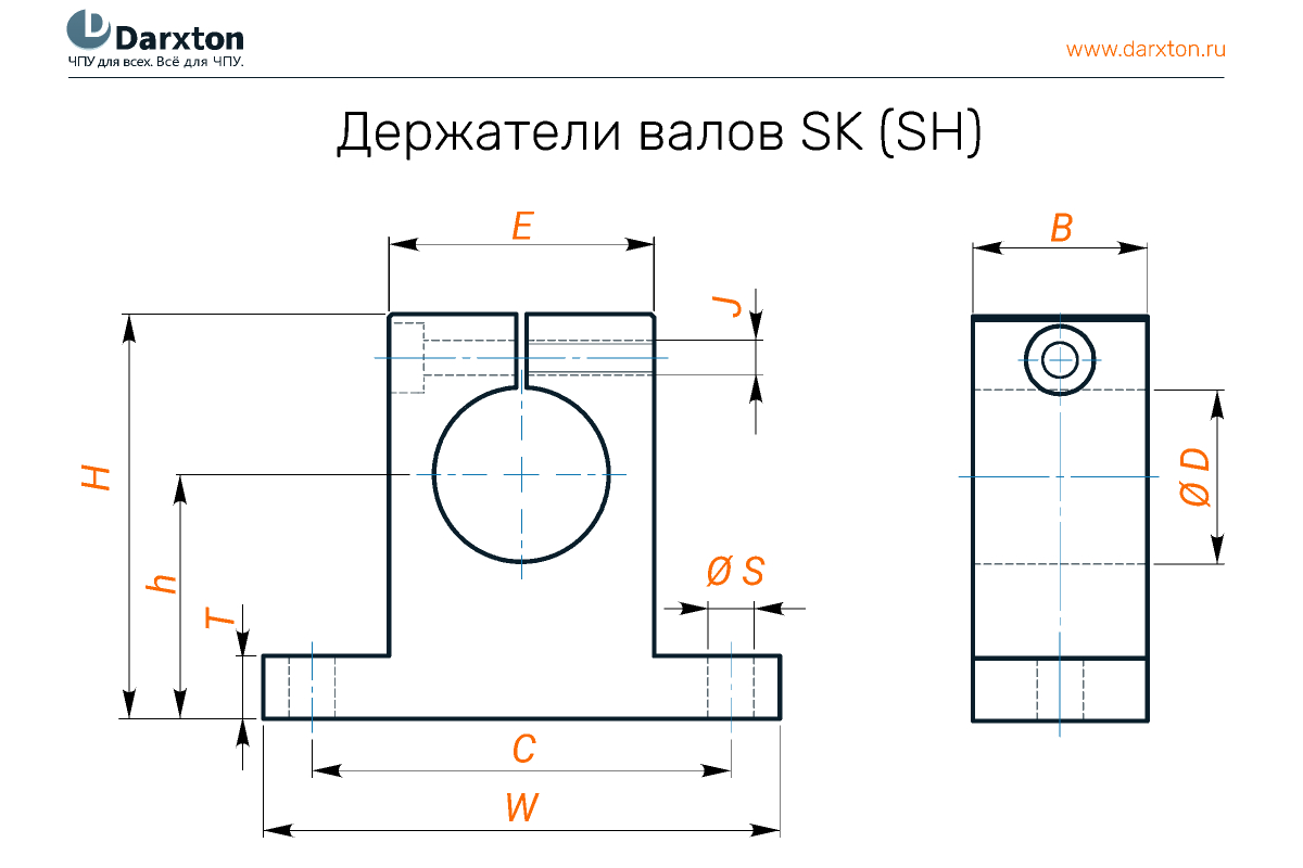 Чертеж для SK8 - держатель вала 8 мм