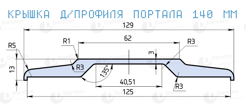 Профиль алюминиевый 140 (под HGR15). Схематический чертеж.