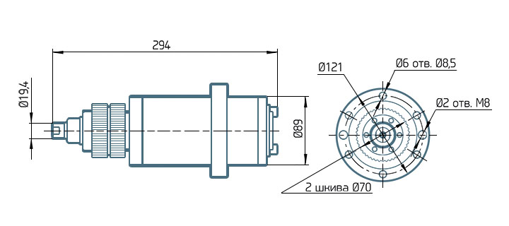 Чертеж для Шпиндель ременноприводной BT30-ATC-90-12k